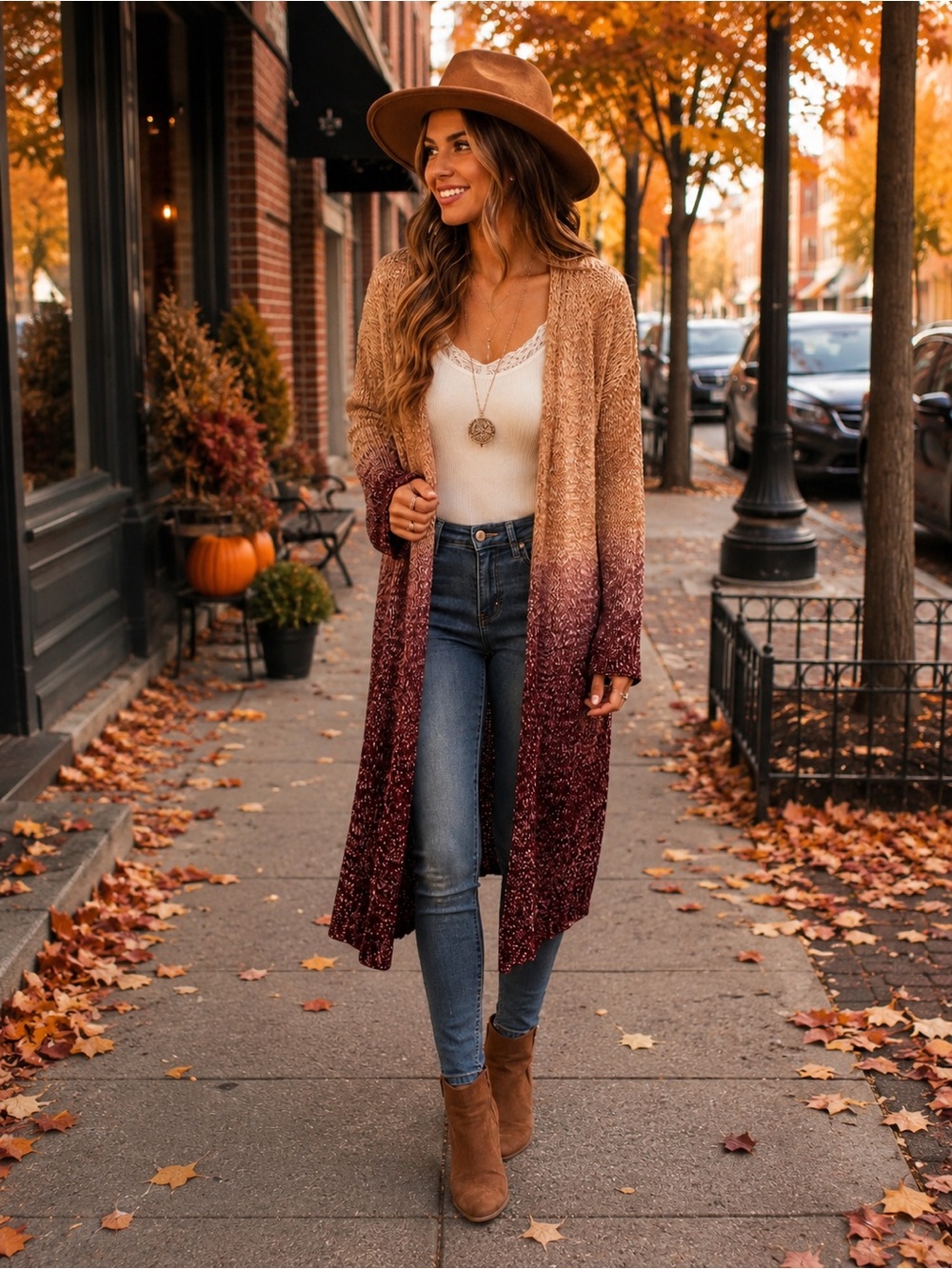 Entro Ombre Open Front Long Cardigan – Size Medium – Boho Fall Sweater